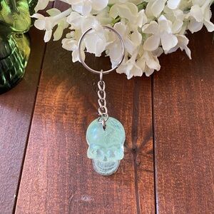 Handmade Resin Clear Light Green Skull 3” Keychain Gothic Backpack Bag Charm NEW